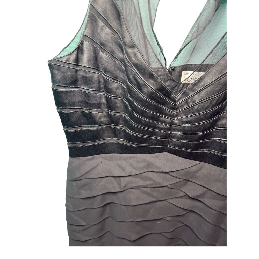Chetta B Sherrie Bloom 100% Silk Tiered Cocktail Dress 16 β Black Formal - Picture 2 of 8
